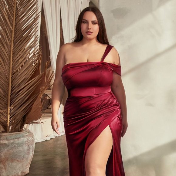 NEW LONG FORMAL SHEATH SATIN DRESS WITH ONE SHOULDER NECK...